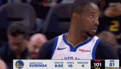 虎扑热帖-将分差缩小到20分！库明加连续打进2+1 库里替补席鼓掌庆祝